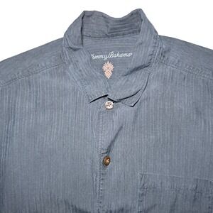 Tommy Bahama Silk Short Sleeve Button Down Shirt Mens XL Black